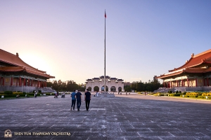 Liberty Square is flanked by major landmarks on three sides: the National Chiang Kai-shek Memorial Hall, National Theater, and National Concert Hall.