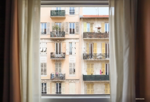 A bit of Old-world charm seen outside our hotel in Nice, France.